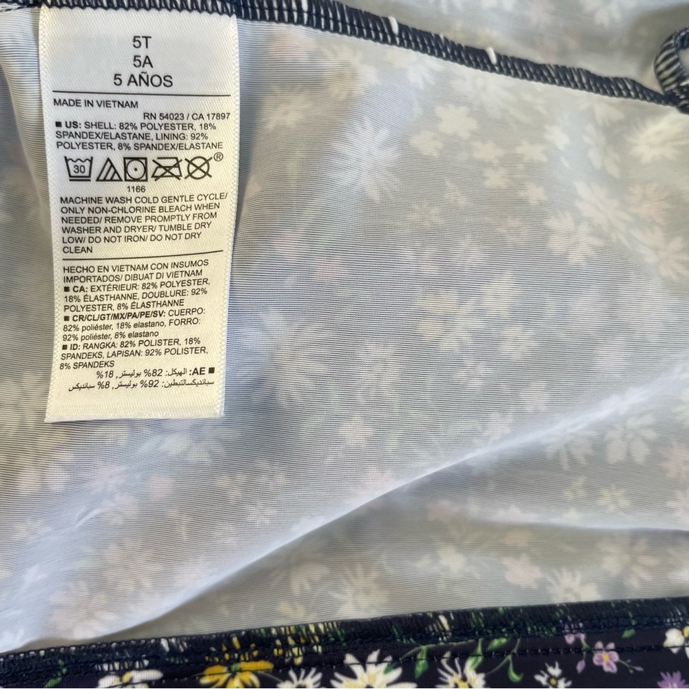 Old Navy Toddler Girl Size 5T Floral Long Sleeve Rashguard Swimsuit - Picture 3 of 6